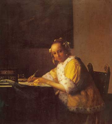 Johannes Vermeer, A Lady Writing Fine Art Reproduction Oil Painting