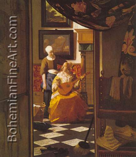 Johannes Vermeer, The Love Letter Fine Art Reproduction Oil Painting