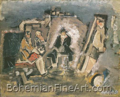 John Marin, Figures in a Waiting Room Fine Art Reproduction Oil Painting