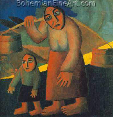 Kasimar Malevich, Peasant Woman with Buckets and a Child Fine Art Reproduction Oil Painting