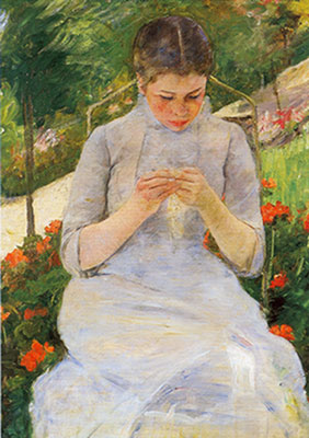 Mary Cassatt, Young Woman Sewing Fine Art Reproduction Oil Painting