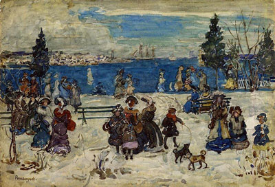 Maurice Prendergast, April Snow Salem Fine Art Reproduction Oil Painting