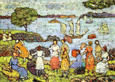 Maurice Prendergast, Late Afternoon New England Fine Art Reproduction Oil Painting