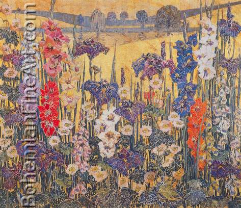 M.Elizabeth Price, Gladioli and Japanese Iris Fine Art Reproduction Oil Painting