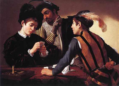 Michelangelo Caravaggio, The Cardsharps Fine Art Reproduction Oil Painting