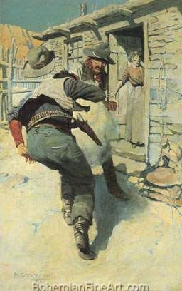 N.C. Wyeth, Hahn Pulled His Gun Fine Art Reproduction Oil Painting