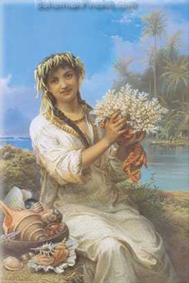 Nicholas Chevalier, The Seashell Seller Fine Art Reproduction Oil Painting