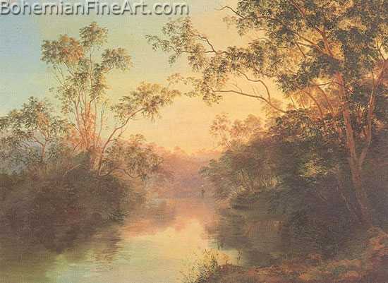 Nicholas Chevalier, The Surrey Paddock at Sunset Fine Art Reproduction Oil Painting