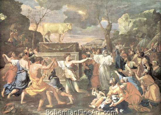 Nicolas Poussin, The Adoration of the Golden Calf Fine Art Reproduction Oil Painting