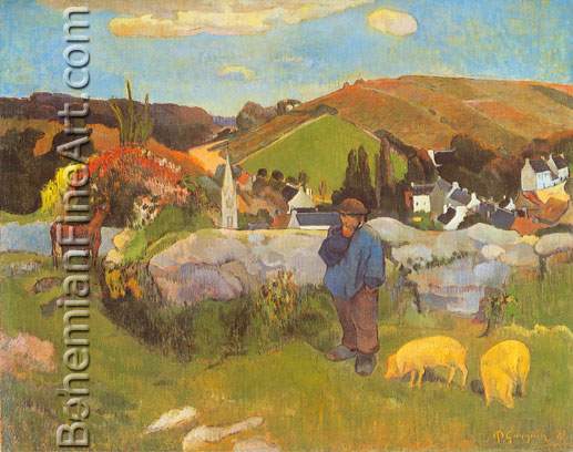 Paul Gauguin, The Swineherd+ Brittany Fine Art Reproduction Oil Painting