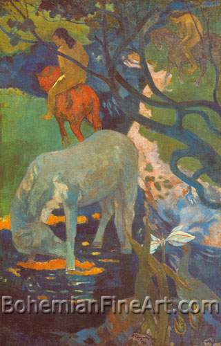 Paul Gauguin, The White Horse Fine Art Reproduction Oil Painting