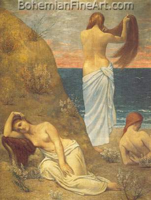 Pierre Puvis de Chavannes, Young Girls at the Seaside Fine Art Reproduction Oil Painting