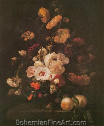 Rachel Ruysch, Hollyhocks Fine Art Reproduction Oil Painting