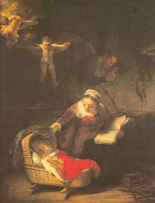 Harmenszoon Rembrandt, Holy Family with Angels Fine Art Reproduction Oil Painting