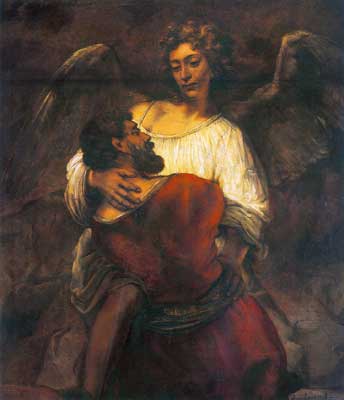 Harmenszoon Rembrandt, Jacob Wrestling with an Angel Fine Art Reproduction Oil Painting