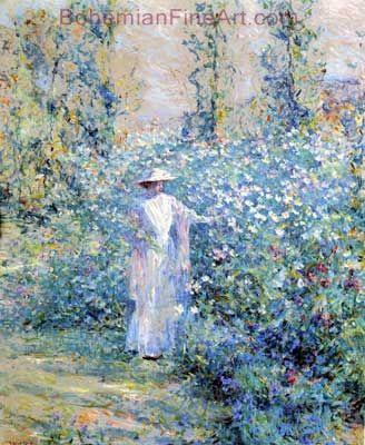 Robert Reid, In the Flower Garden Fine Art Reproduction Oil Painting