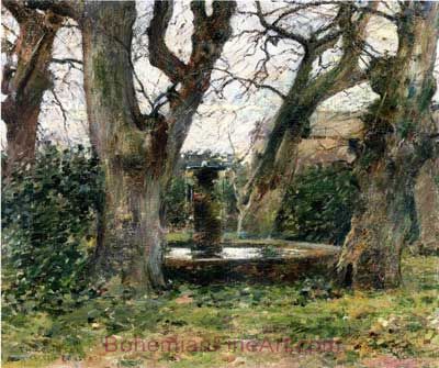 Theodore Robinson, Italian Landscape with a Fountain Fine Art Reproduction Oil Painting