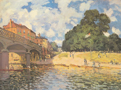 Alfred Sisley, Bridge at Hampton Court Fine Art Reproduction Oil Painting