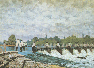 Alfred Sisley, Molesey Weir - Morning Fine Art Reproduction Oil Painting