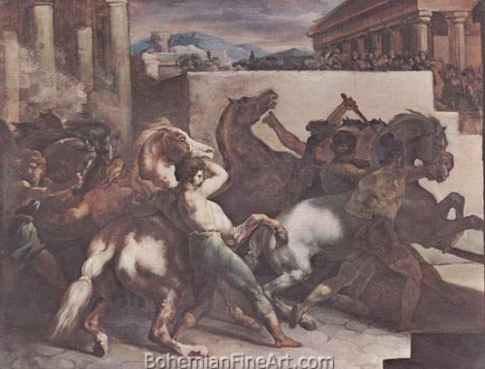Theodore Gericault, The Start of the Race of the Riderless Horses II Fine Art Reproduction Oil Painting