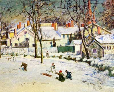 Theodore Wendel, Sledding+ Ipswich+ Massachusetts Fine Art Reproduction Oil Painting