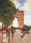 Jean Beraud, Arc de Triomphe+ Champs-Elysees Fine Art Reproduction Oil Painting