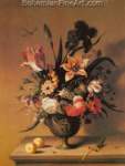 Ambrosius Bosschaert the Younger, Flowers in a Bronze Vase Fine Art Reproduction Oil Painting