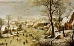 Pieter Bruegel the Elder, Winter Landscape with a Bird Trap Fine Art Reproduction Oil Painting