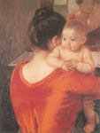 Mary Cassatt, Baby Charles Looking over his Mother's Shoulder Fine Art Reproduction Oil Painting