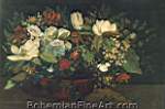 Gustave Courbet, Basket of Flowers Fine Art Reproduction Oil Painting