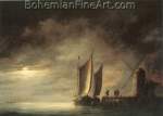 Aelbert Cuyp, Dordrecht Harbour by Moonlight Fine Art Reproduction Oil Painting