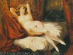 Eugene Delacroix, Odalisque Reclining on a Divan Fine Art Reproduction Oil Painting