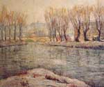 Ernest Lawson, End of Winter - The Boathouse on the Harlem River Fine Art Reproduction Oil Painting
