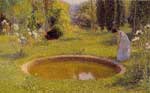 Henri Martin, young-girl-near-a-pond Fine Art Reproduction Oil Painting