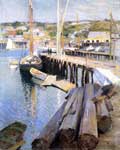 Willard Metcalf, Fish Wharves - Gloucester Fine Art Reproduction Oil Painting