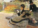 Claude Monet, Madame Monet on a Garden Bench Fine Art Reproduction Oil Painting