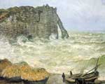 Claude Monet, Etretat+ Rough Sea Fine Art Reproduction Oil Painting