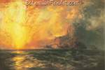 Thomas Moran, Fiecely the Red Sun Descending Burned Fine Art Reproduction Oil Painting