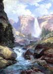 Thomas Moran, Waterfall in Yosemite Fine Art Reproduction Oil Painting
