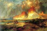 Thomas Moran, Cliffs of the upper Colorado River+ Wyoming Fine Art Reproduction Oil Painting
