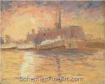James Needham, Waterfront at Dusk Fine Art Reproduction Oil Painting