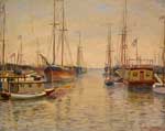 James Needham, A Morning with the Yachts and Houseboats Fine Art Reproduction Oil Painting