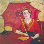 Max Pechstein, Girl in Red with Parasol Fine Art Reproduction Oil Painting