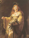 Harmenszoon Rembrandt, Saskia Dressed as Flora 1635 Fine Art Reproduction Oil Painting