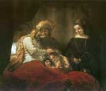 Harmenszoon Rembrandt, Jacob Blessing the Sons of Joeseph Fine Art Reproduction Oil Painting