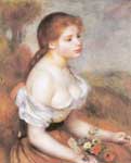 Pierre August Renoir, Young Girl with Daisies Fine Art Reproduction Oil Painting