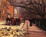 Theodore Robinson, Beacon Street+ Boston Fine Art Reproduction Oil Painting
