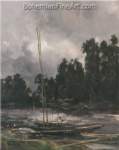 Antoine Vollon, Boats Moored on the River Oise Fine Art Reproduction Oil Painting