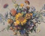 Grant Wood, Zinnias Fine Art Reproduction Oil Painting