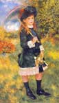Pierre August Renoir, Young Girl with a Parasol Fine Art Reproduction Oil Painting
